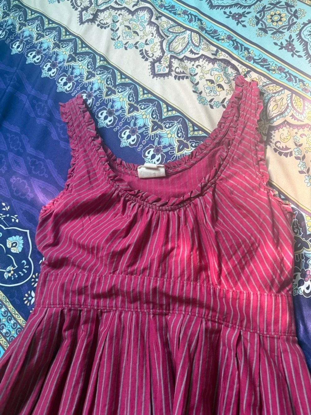 Converse One Star Ombre Sundress Size S Pink Stripe Tie Back Cotton Summer Dress - Picture 7 of 12